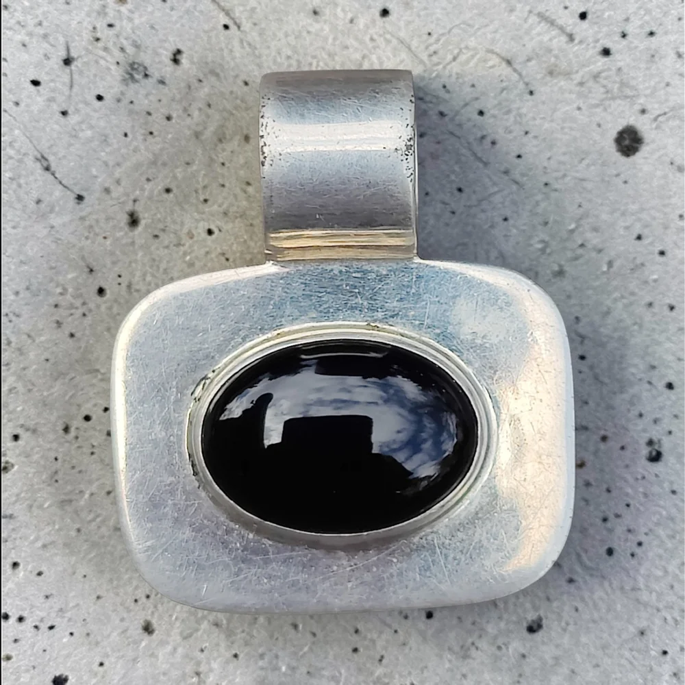 Vintage Sterling Onyx Pendant